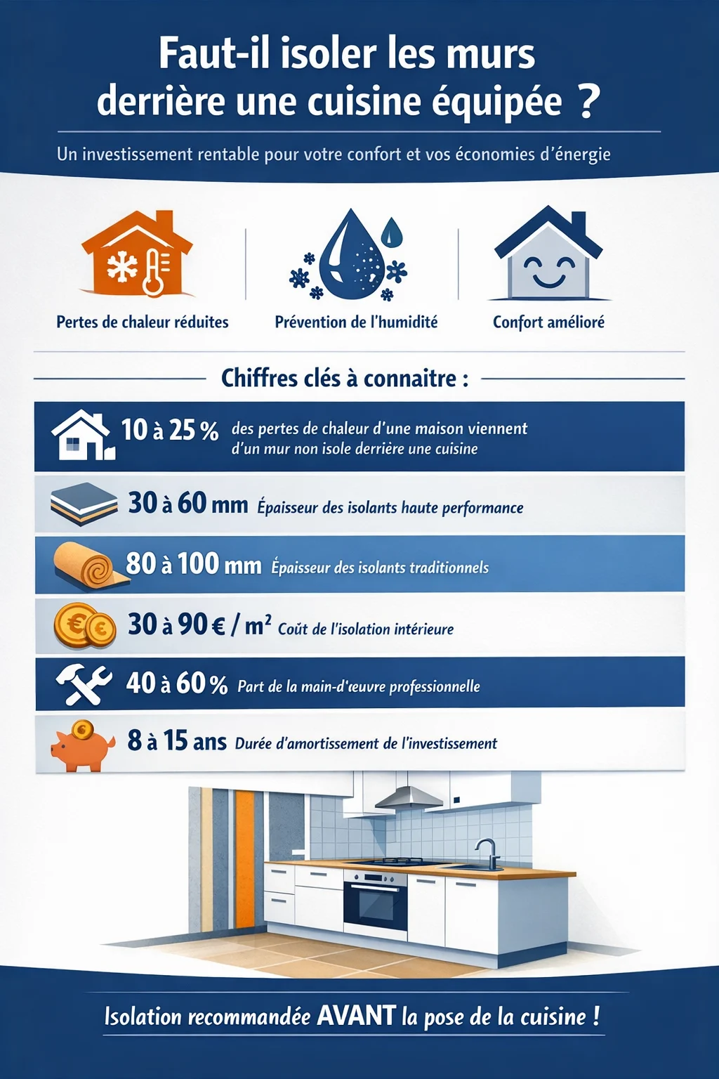 Infographie pour l'isolation des murs de cuisine
